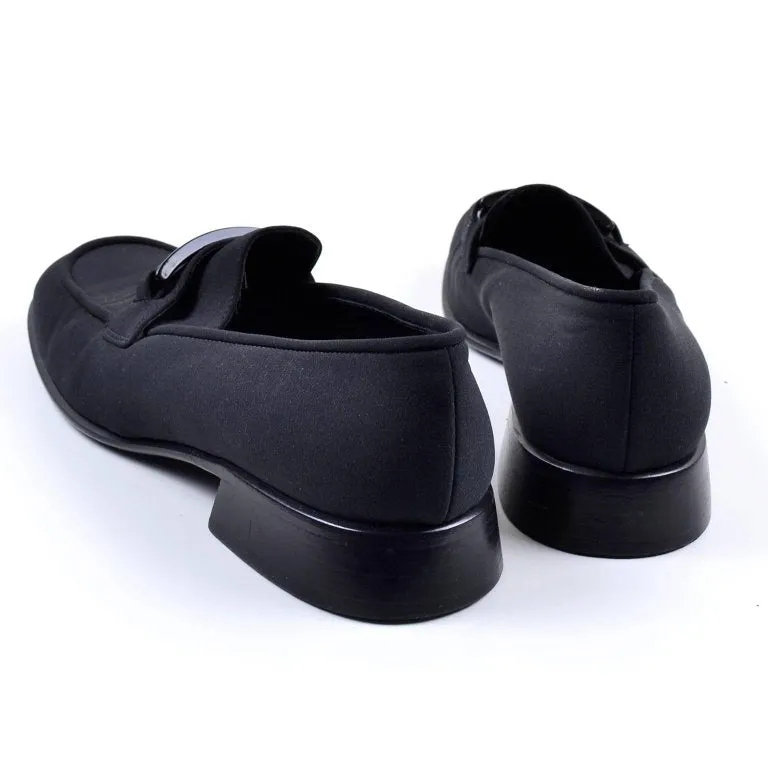 1990's Prada Vintage Black Fabric Loafers Size 38