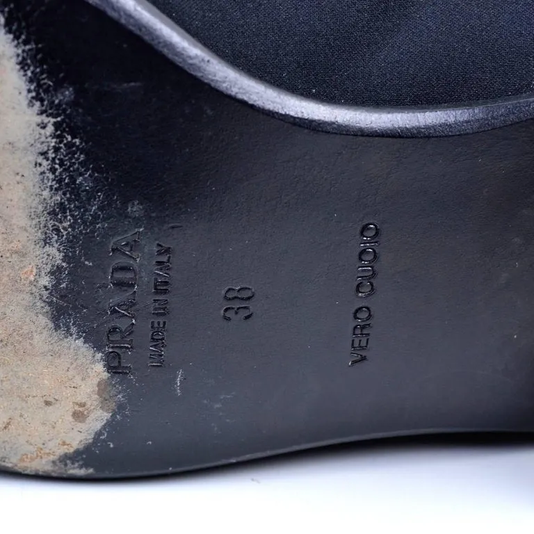 1990's Prada Vintage Black Fabric Loafers Size 38