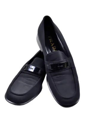 1990's Prada Vintage Black Fabric Loafers Size 38