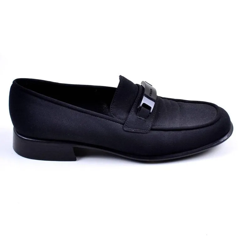 1990's Prada Vintage Black Fabric Loafers Size 38