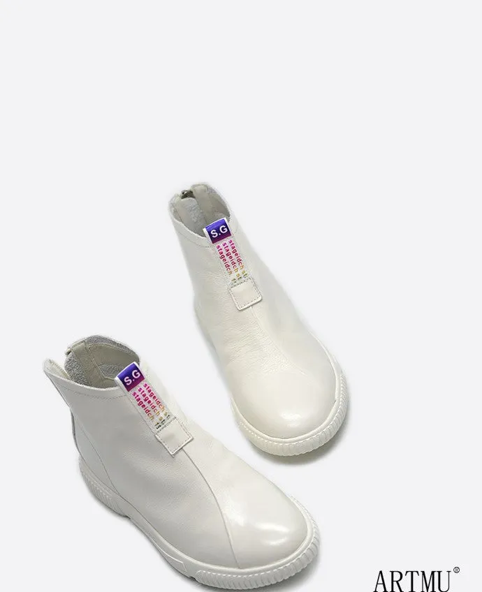 ARTMU ZIP FRONT LEATHER ANKLE BOOTS