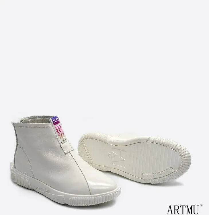 ARTMU ZIP FRONT LEATHER ANKLE BOOTS