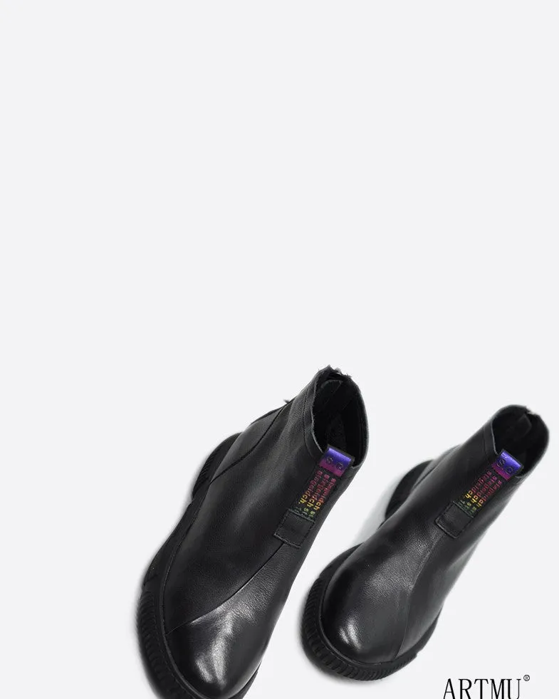 ARTMU ZIP FRONT LEATHER ANKLE BOOTS