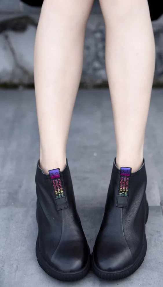 ARTMU ZIP FRONT LEATHER ANKLE BOOTS
