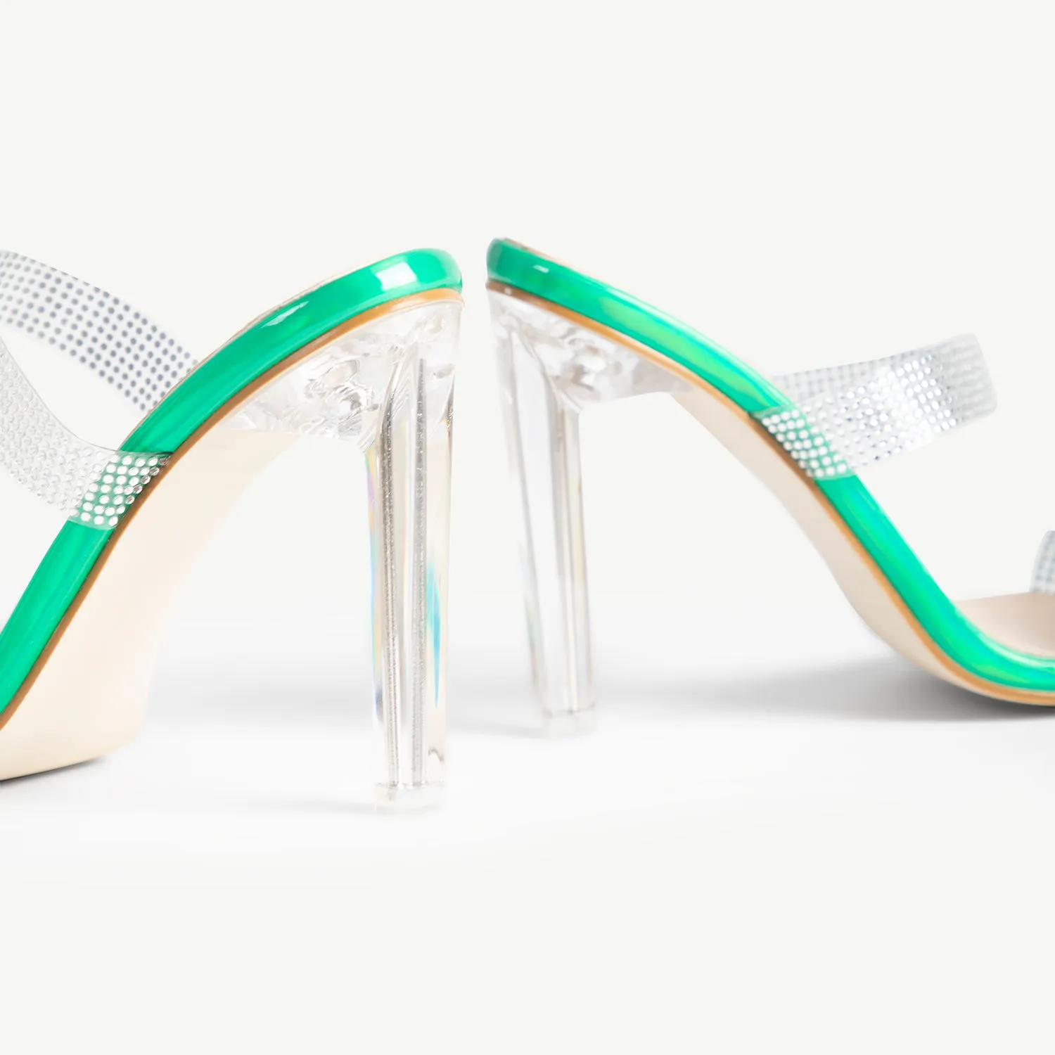 BEBO Ovee Heeled Mule in Green