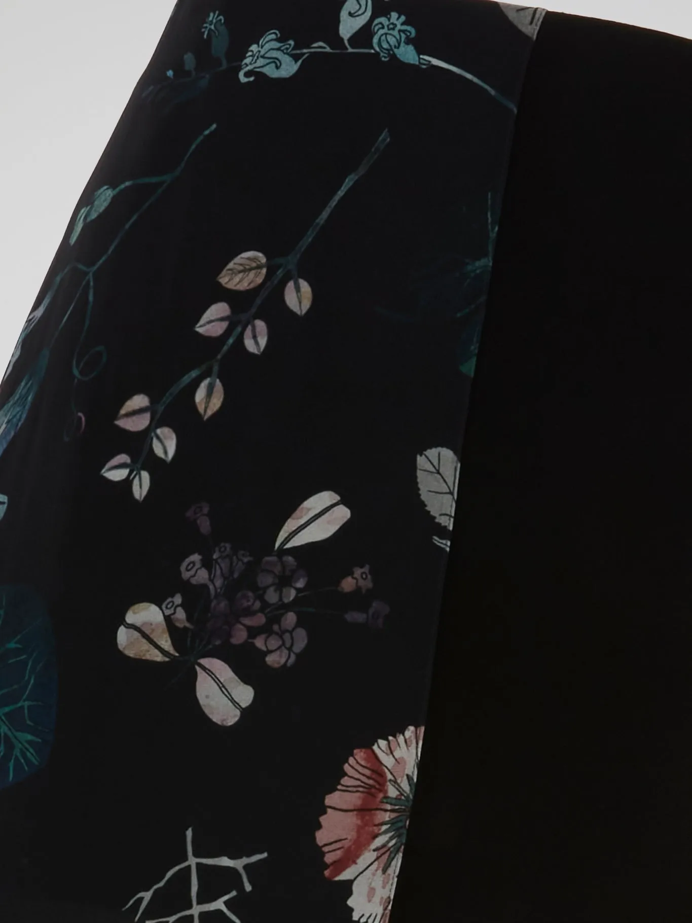 Black Botanical Print Maxi Skirt