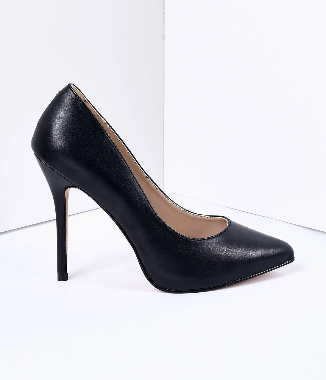 Black Matte Leather Amuse Heels