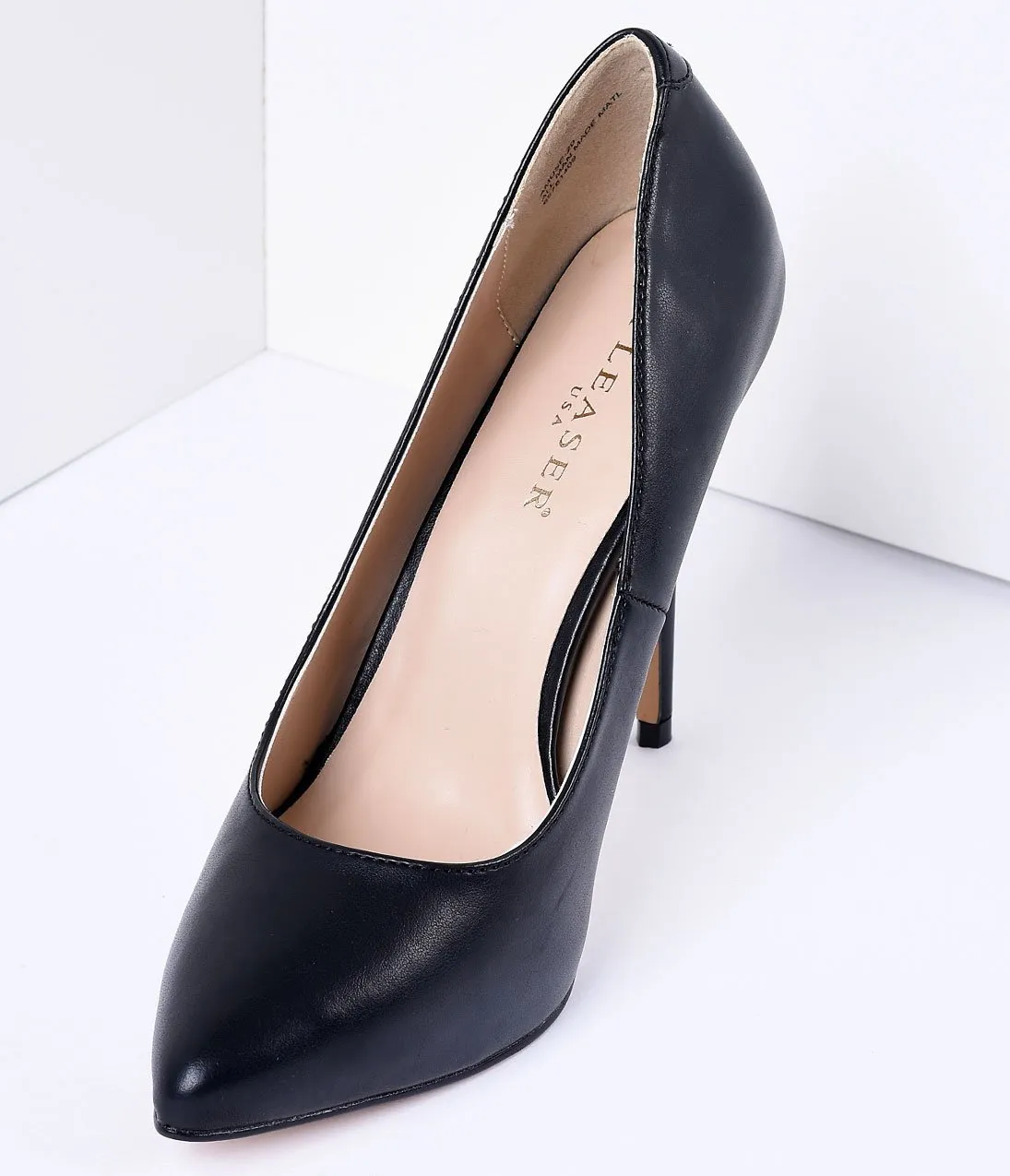 Black Matte Leather Amuse Heels