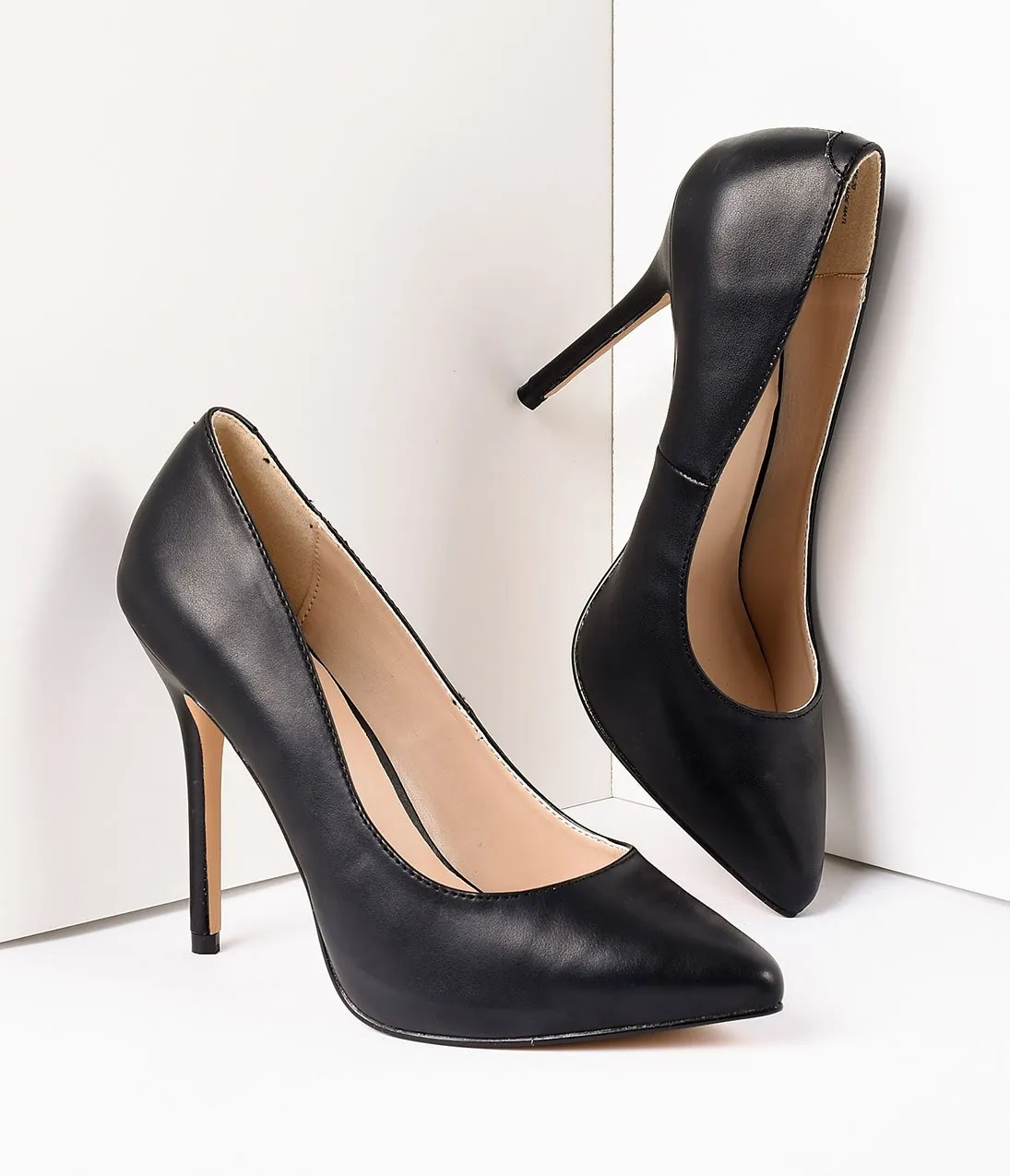 Black Matte Leather Amuse Heels