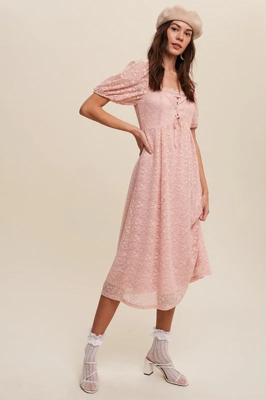 Blush Lace Midi Dress