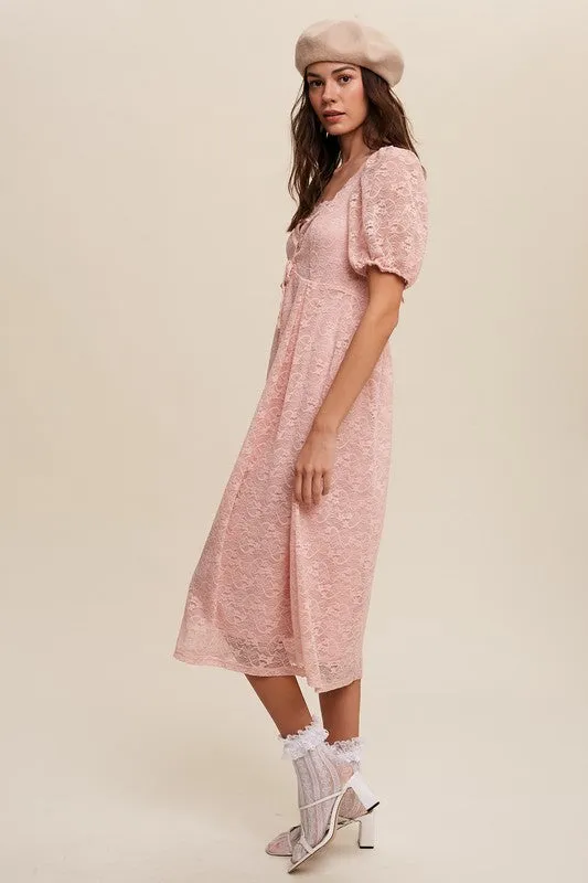 Blush Lace Midi Dress