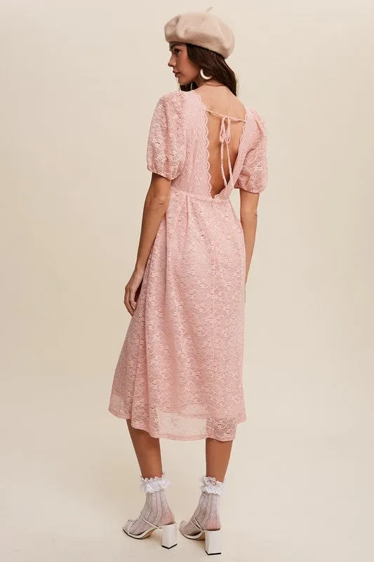 Blush Lace Midi Dress