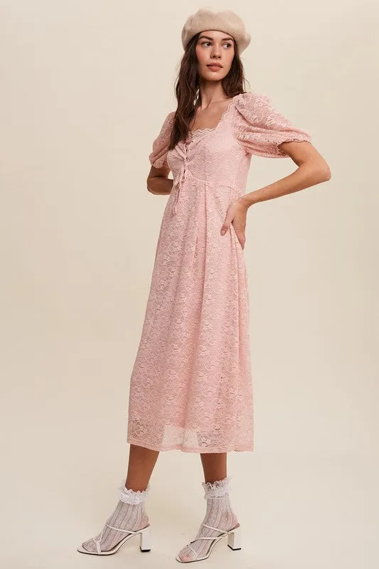 Blush Lace Midi Dress