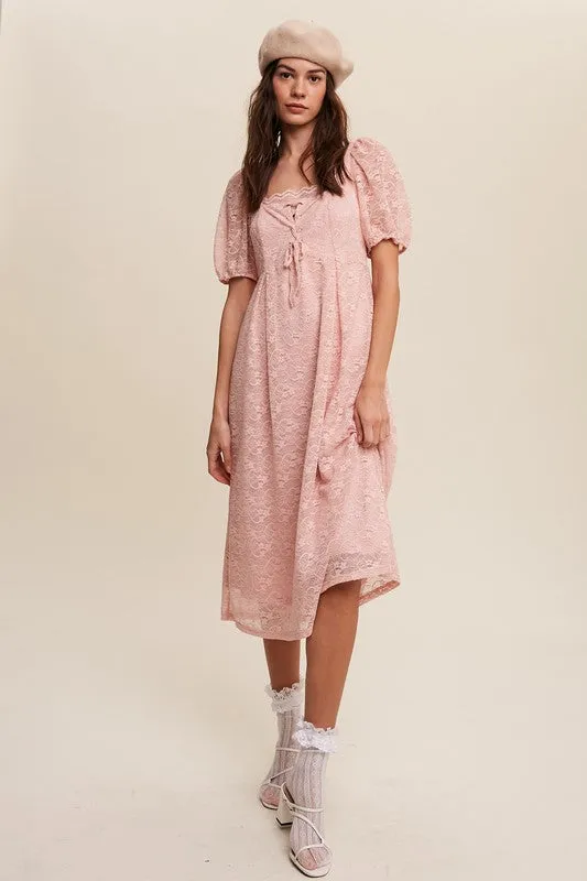 Blush Lace Midi Dress