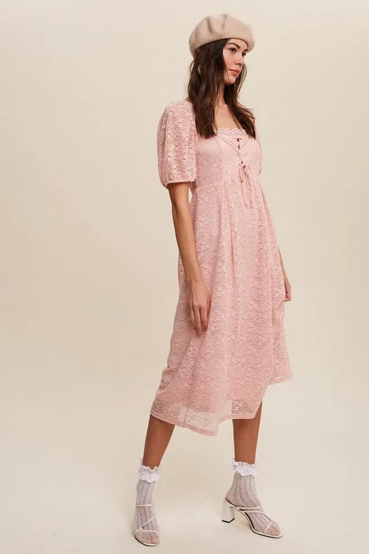 Blush Lace Midi Dress