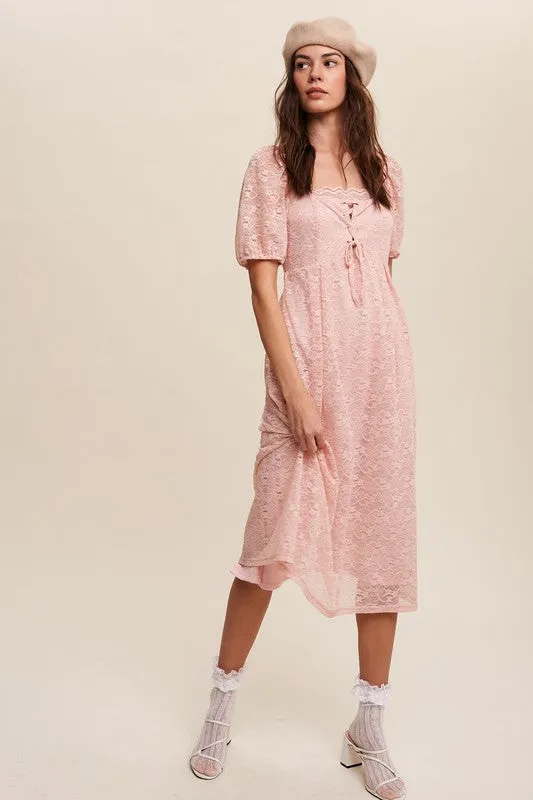 Blush Lace Midi Dress