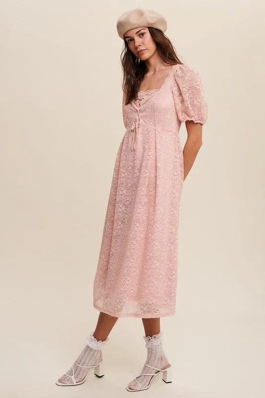 Blush Lace Midi Dress