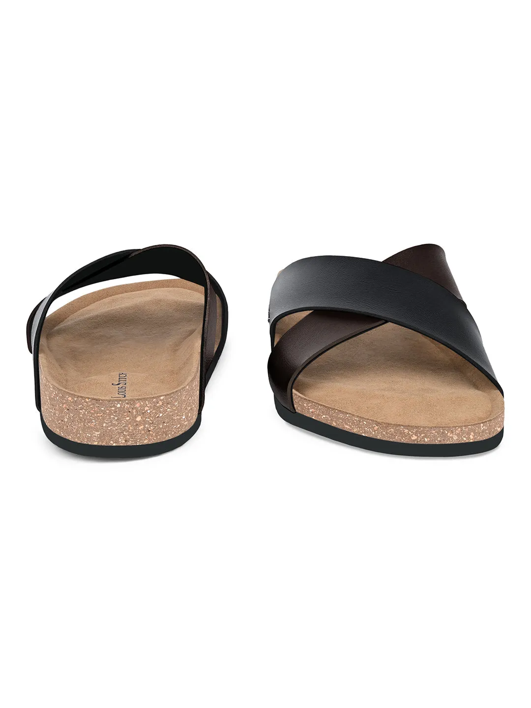 Brunette Brown Lightweight Cross Strap Casual Slip-on Cork Sandal