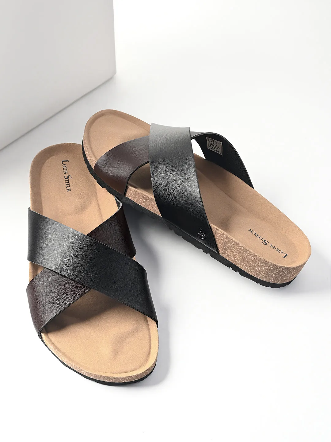 Brunette Brown Lightweight Cross Strap Casual Slip-on Cork Sandal