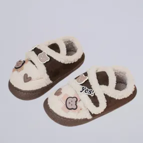 *CLEARANCE* Ultra Soft Bear Charms Velcro Strap Plush Shoes - Women's