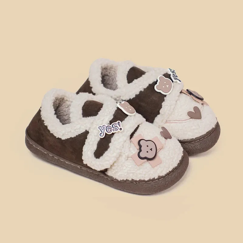 *CLEARANCE* Ultra Soft Bear Charms Velcro Strap Plush Shoes - Women's