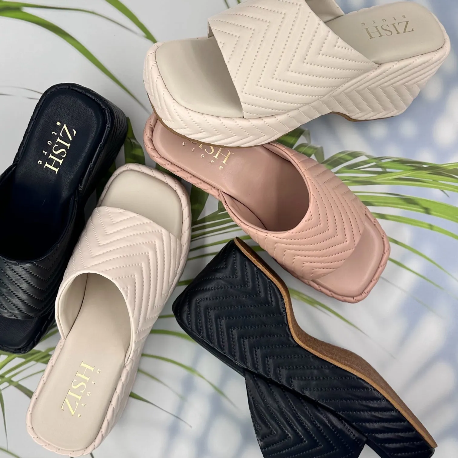 Cream  Zig Zag Slides