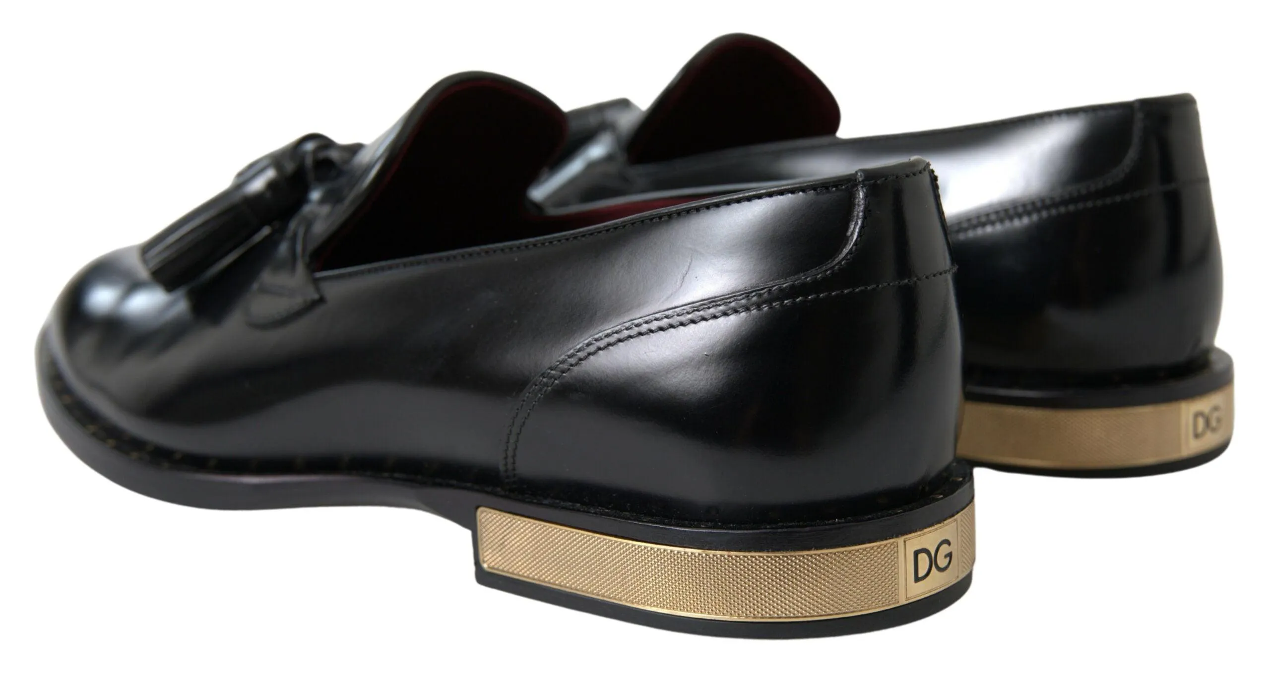 Dolce & Gabbana Black Leather Loafers Tassel  Shoes