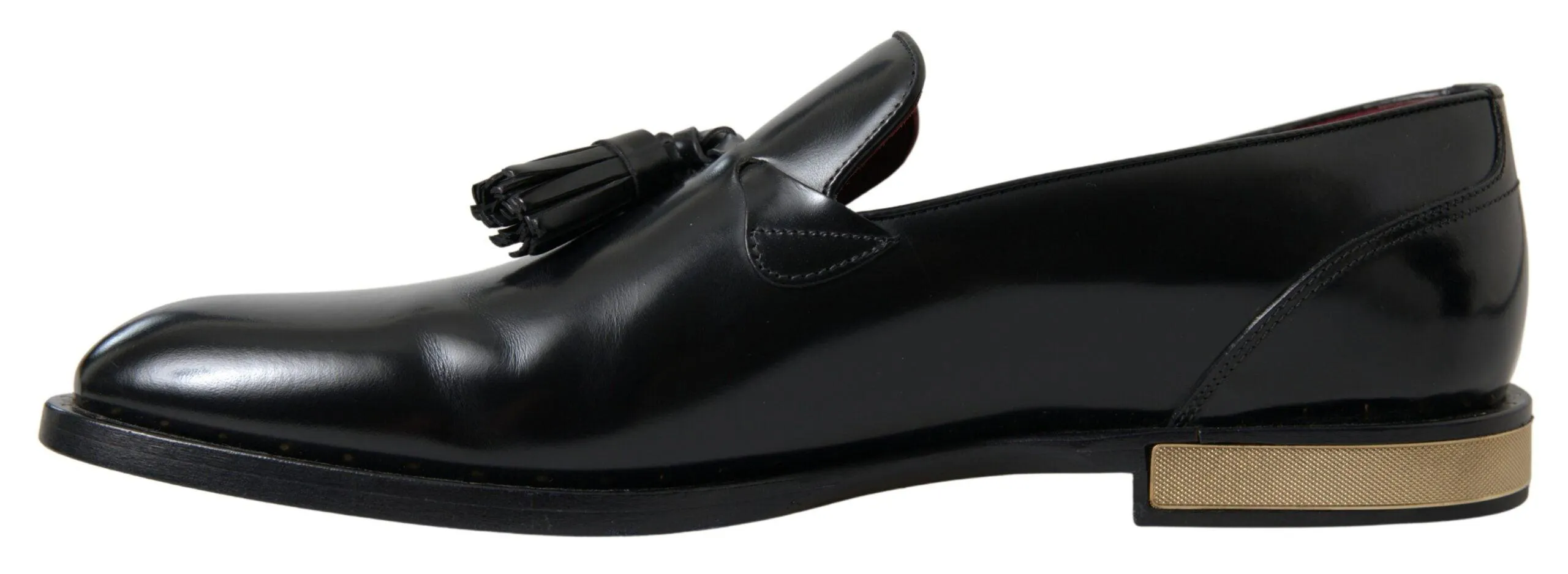 Dolce & Gabbana Black Leather Loafers Tassel  Shoes