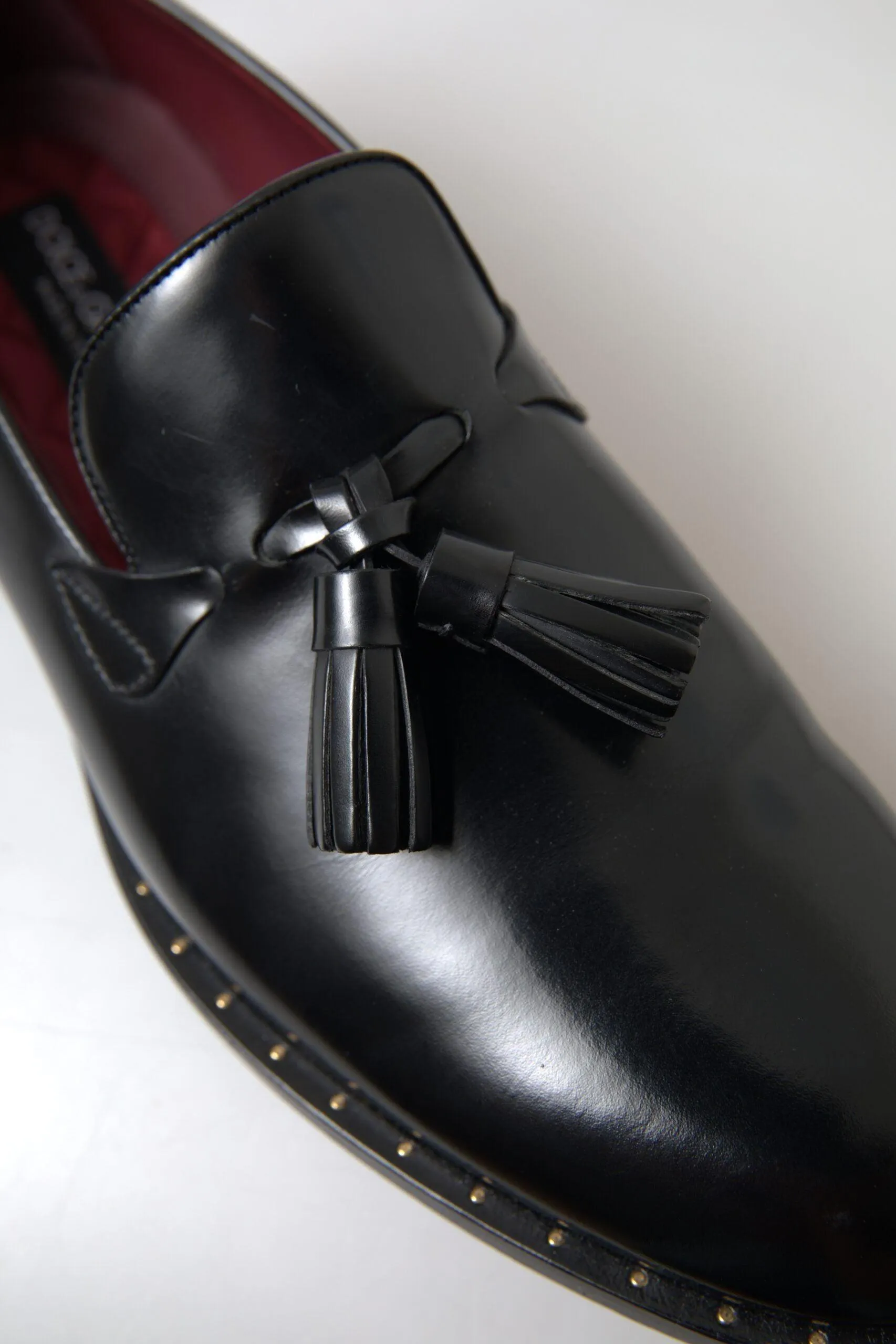 Dolce & Gabbana Black Leather Loafers Tassel  Shoes