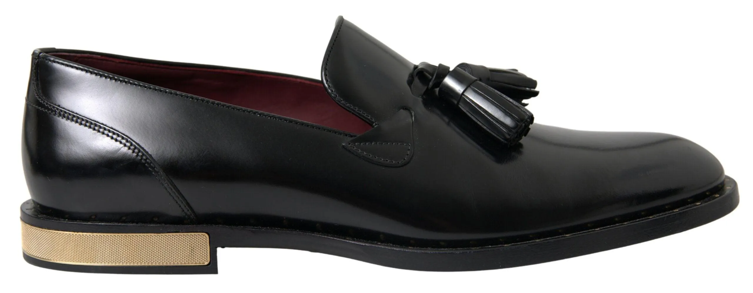 Dolce & Gabbana Black Leather Loafers Tassel  Shoes