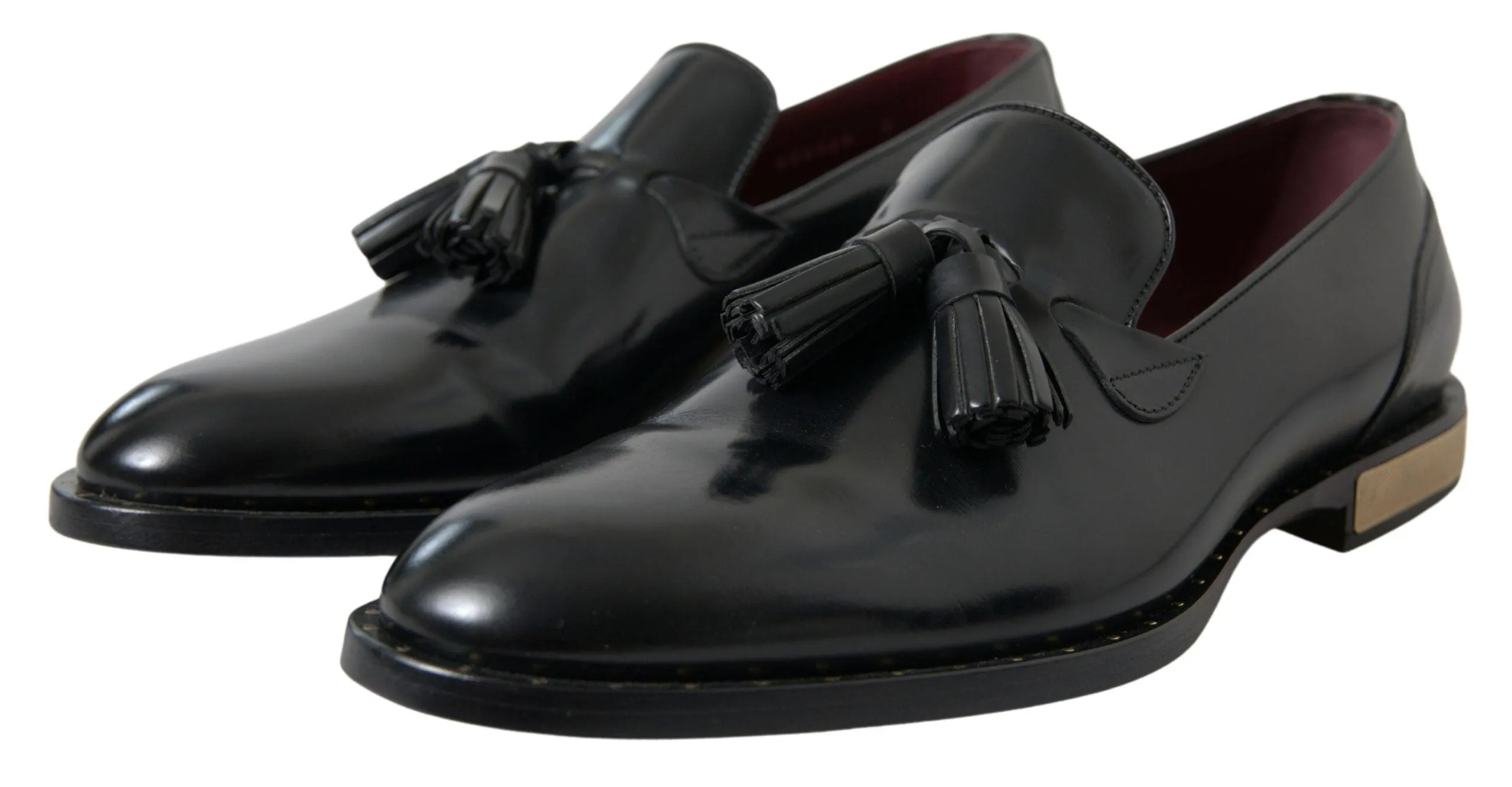 Dolce & Gabbana Black Leather Loafers Tassel  Shoes