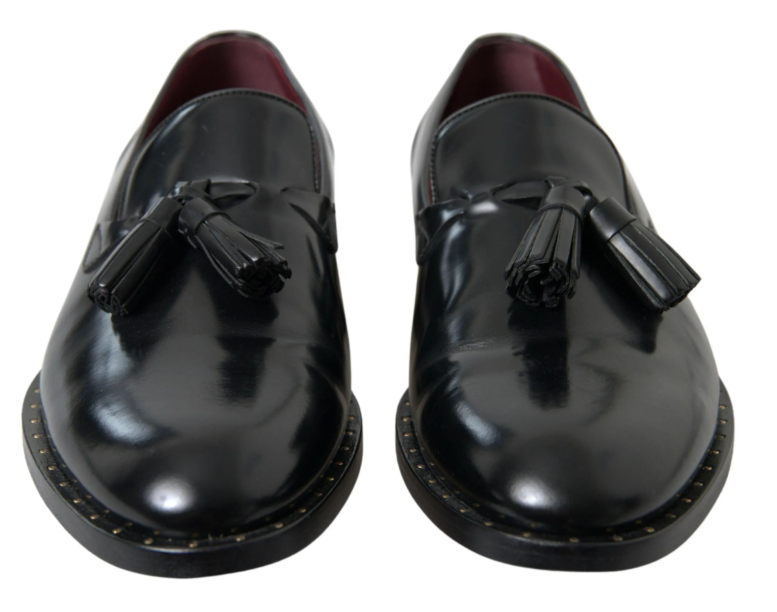 Dolce & Gabbana Black Leather Loafers Tassel  Shoes