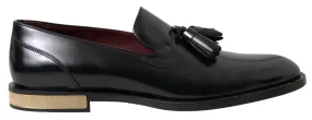 Dolce & Gabbana Black Leather Loafers Tassel  Shoes