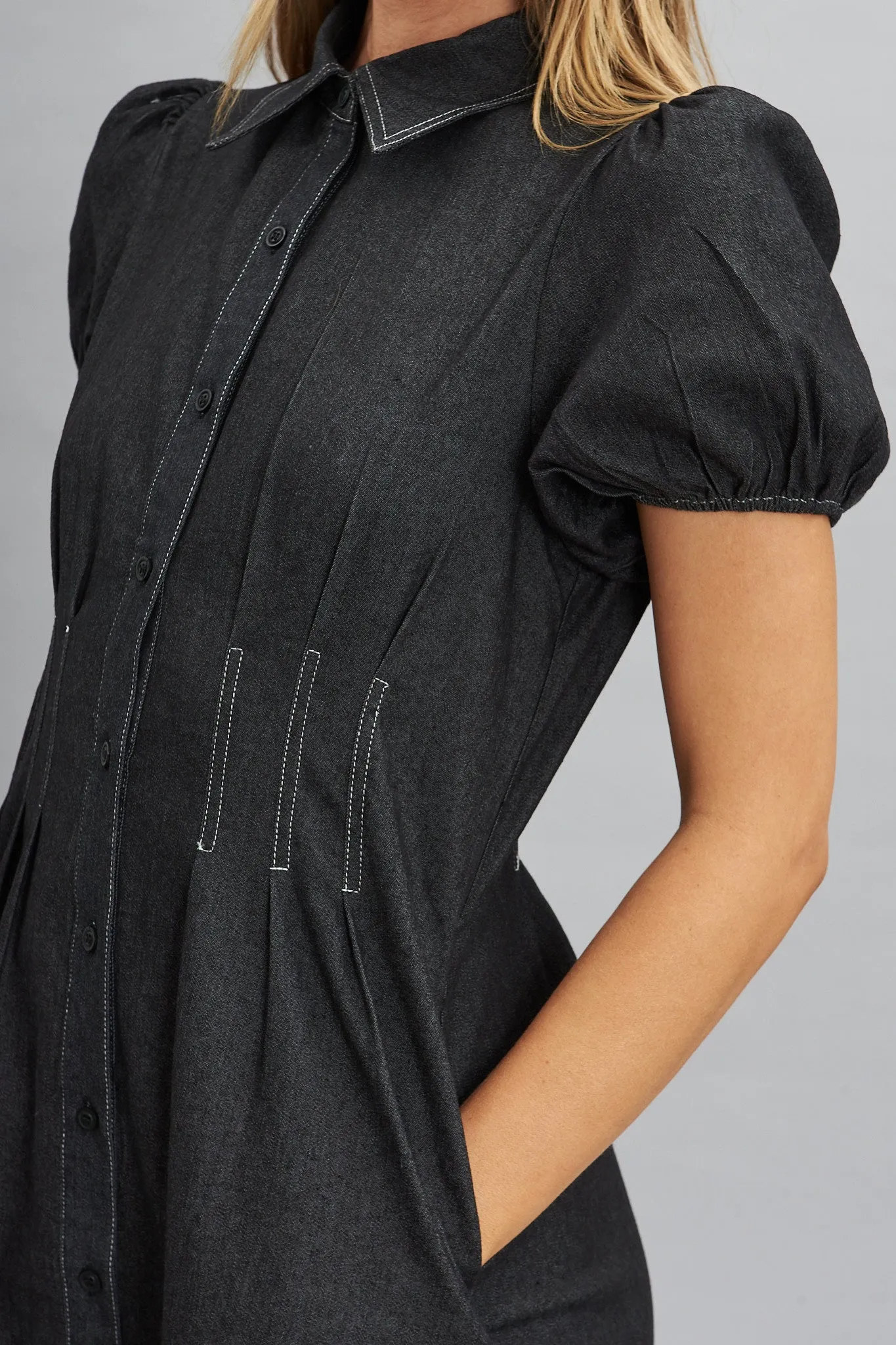 Elite Midi Shirt Dress In Black