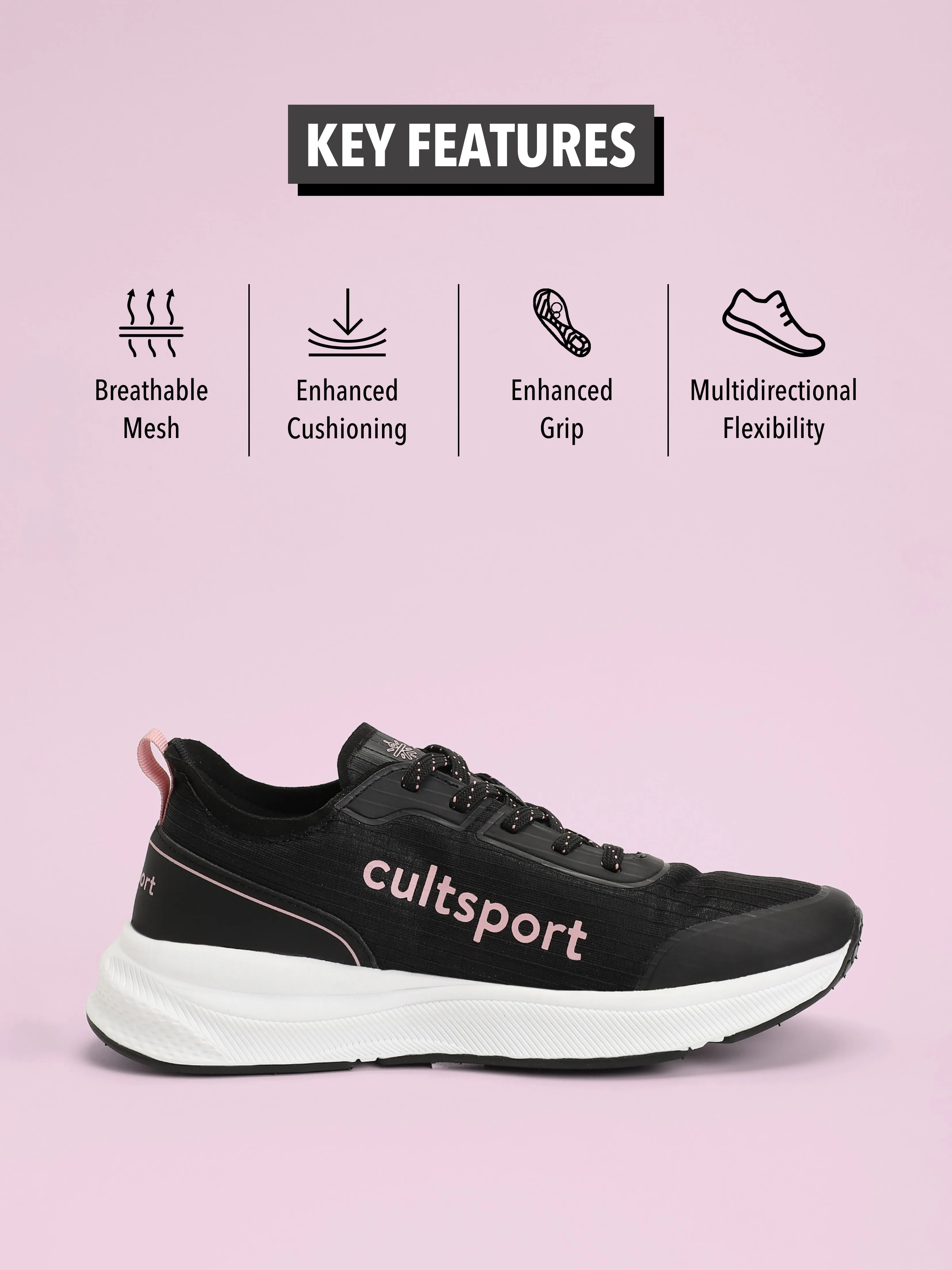 Flamingo Women Running Shoes - Black