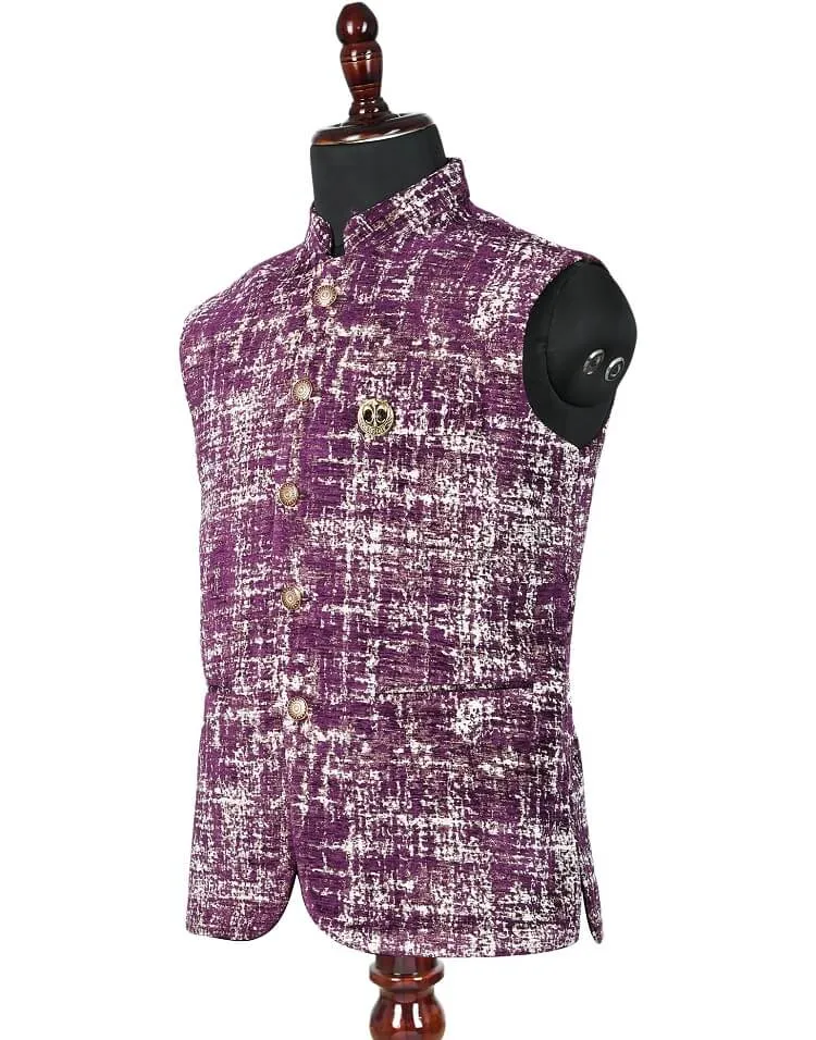 Grey Self Printed Nehru Jacket