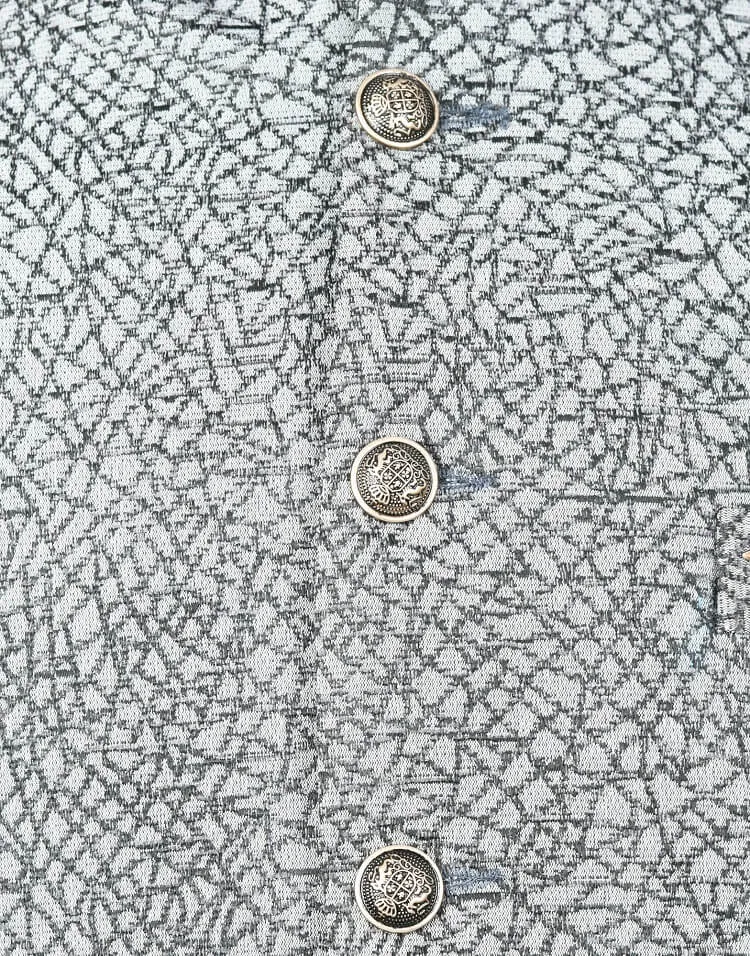 Grey Self Printed Nehru Jacket