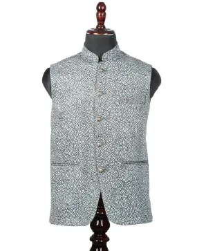 Grey Self Printed Nehru Jacket