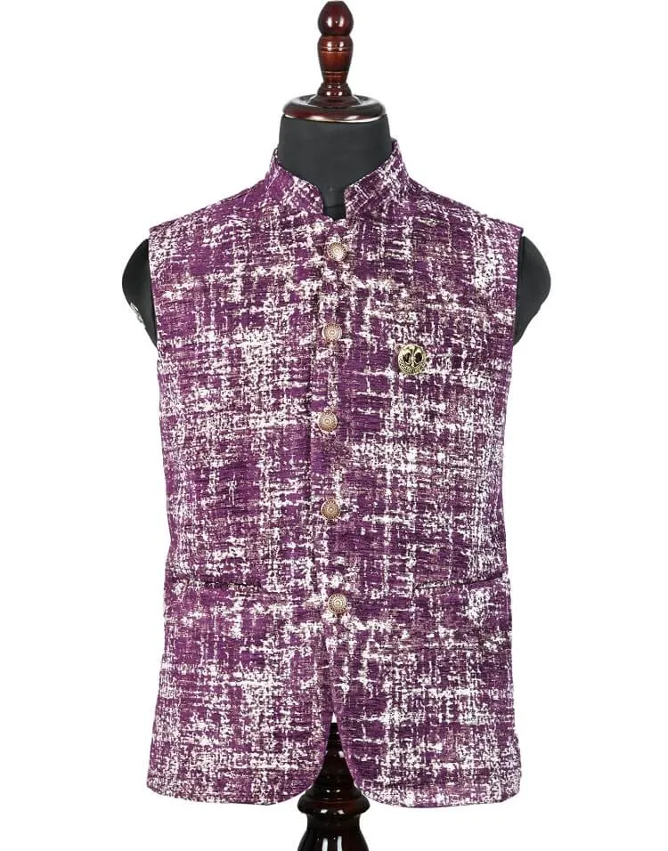 Grey Self Printed Nehru Jacket