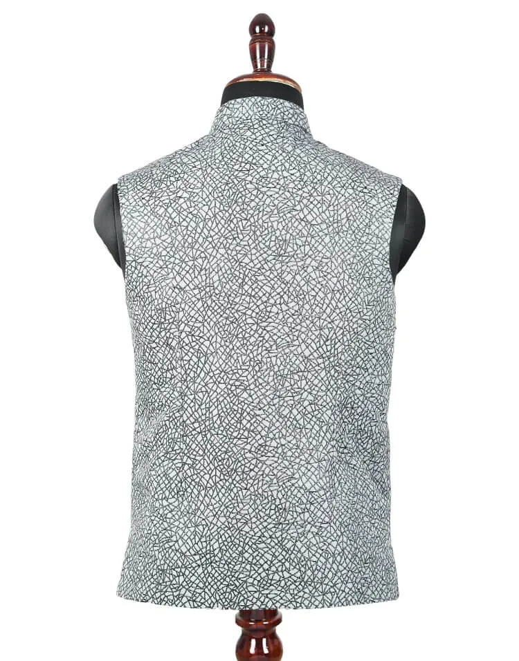 Grey Self Printed Nehru Jacket