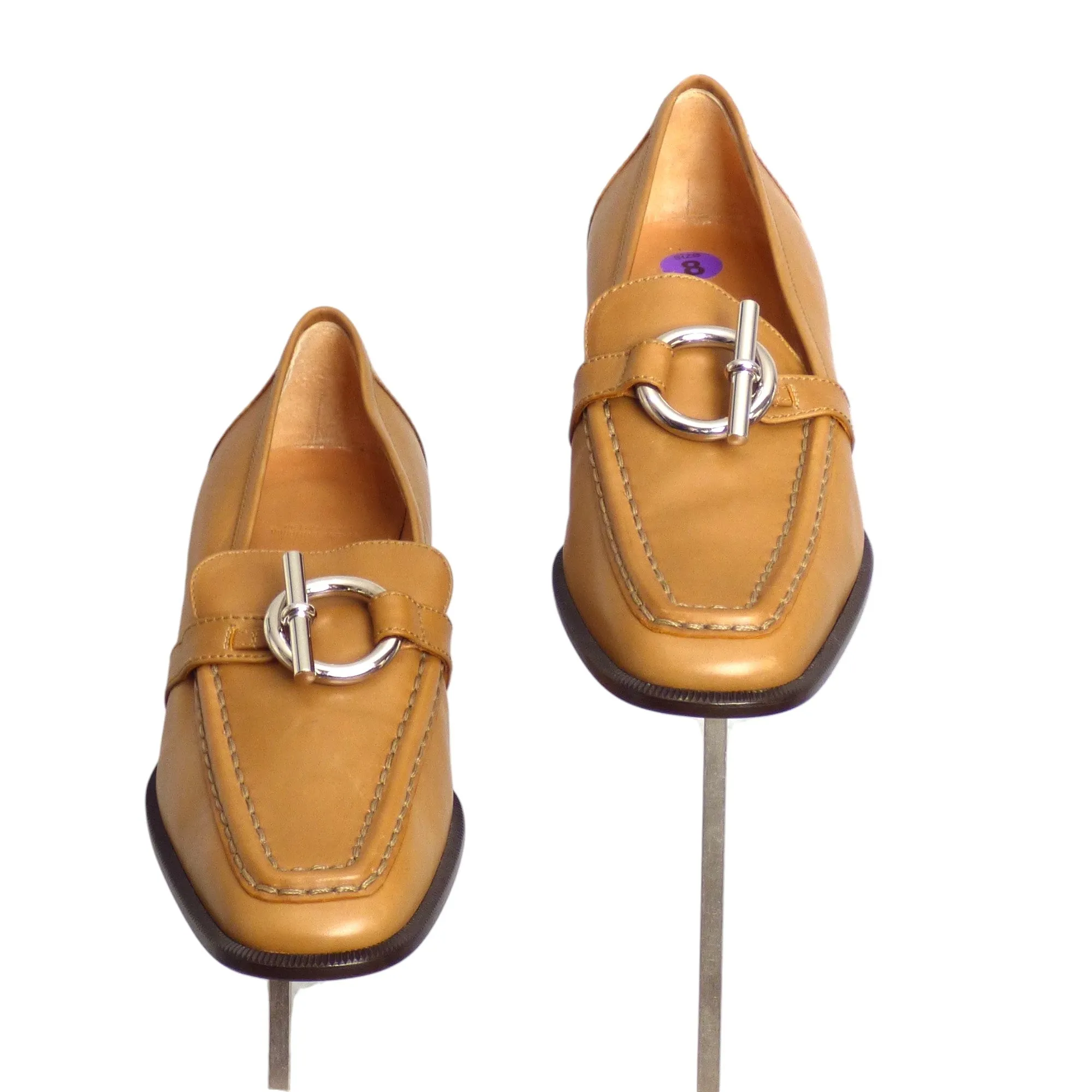 HERMES- Brown Paris Toggle Loafers, Size 38.5