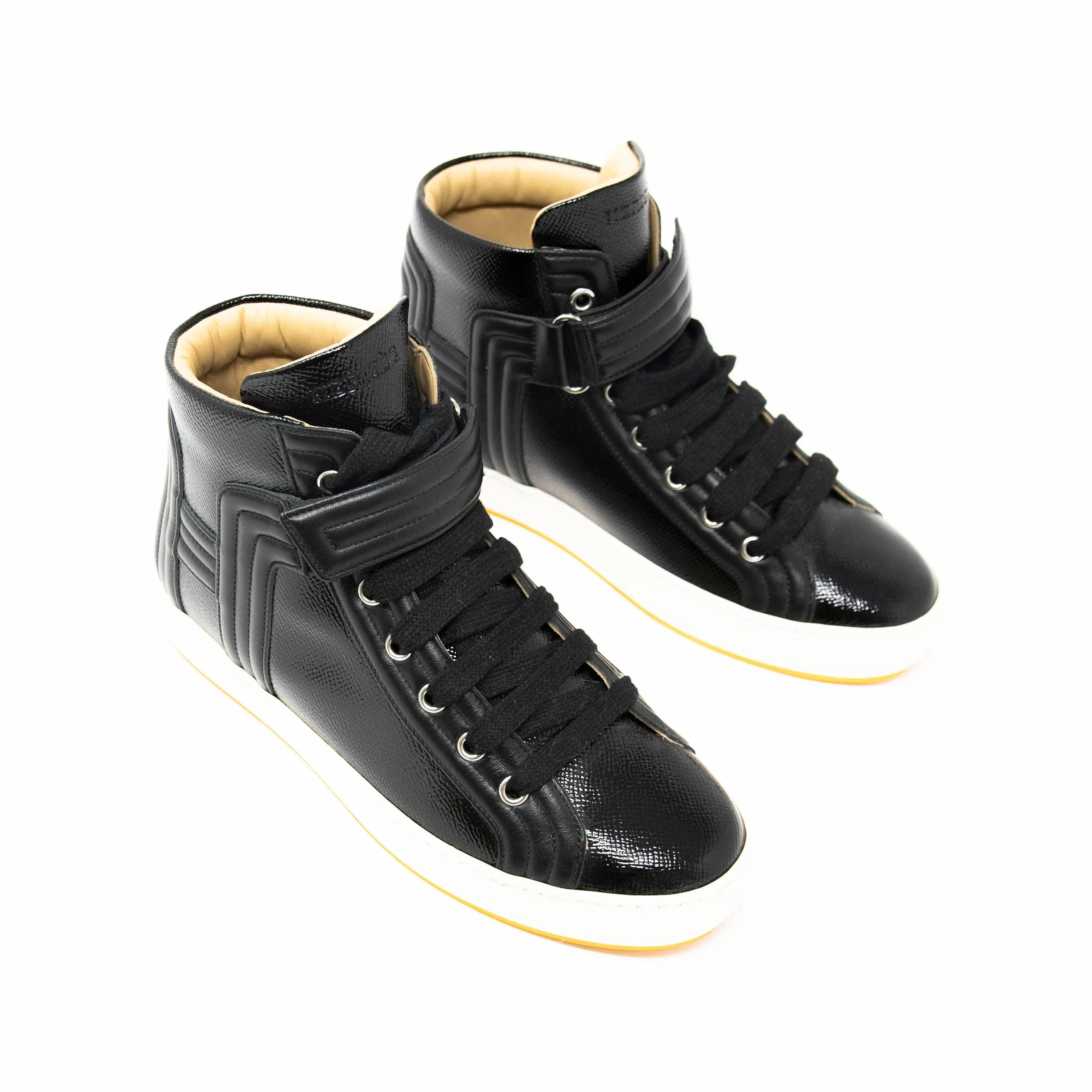 Hermes Noir Lions High-Top Sneakers 36.5