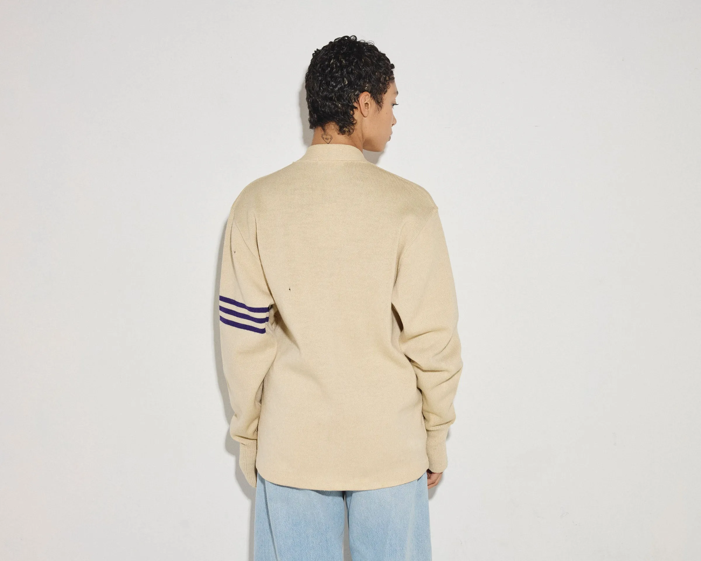 IVORY VARSITY CARDIGAN