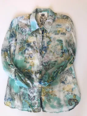 Lightweight Cotton Printed Botton Down Top