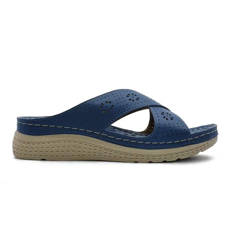 Lightweight Cross Strap Wedge Sandals