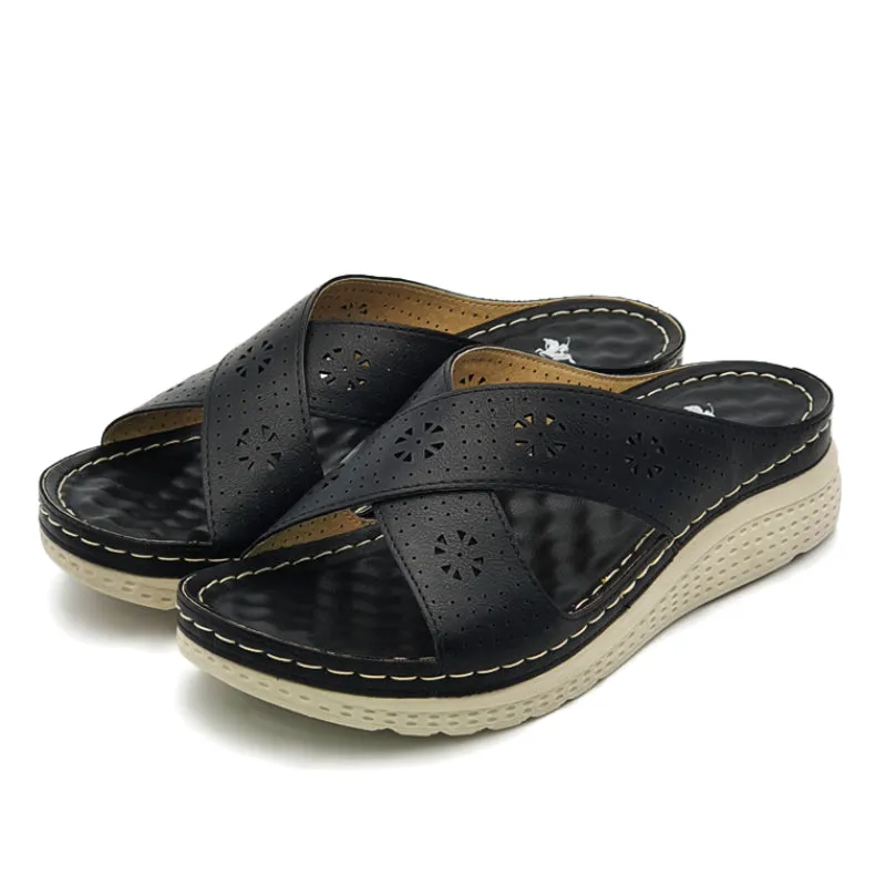 Lightweight Cross Strap Wedge Sandals