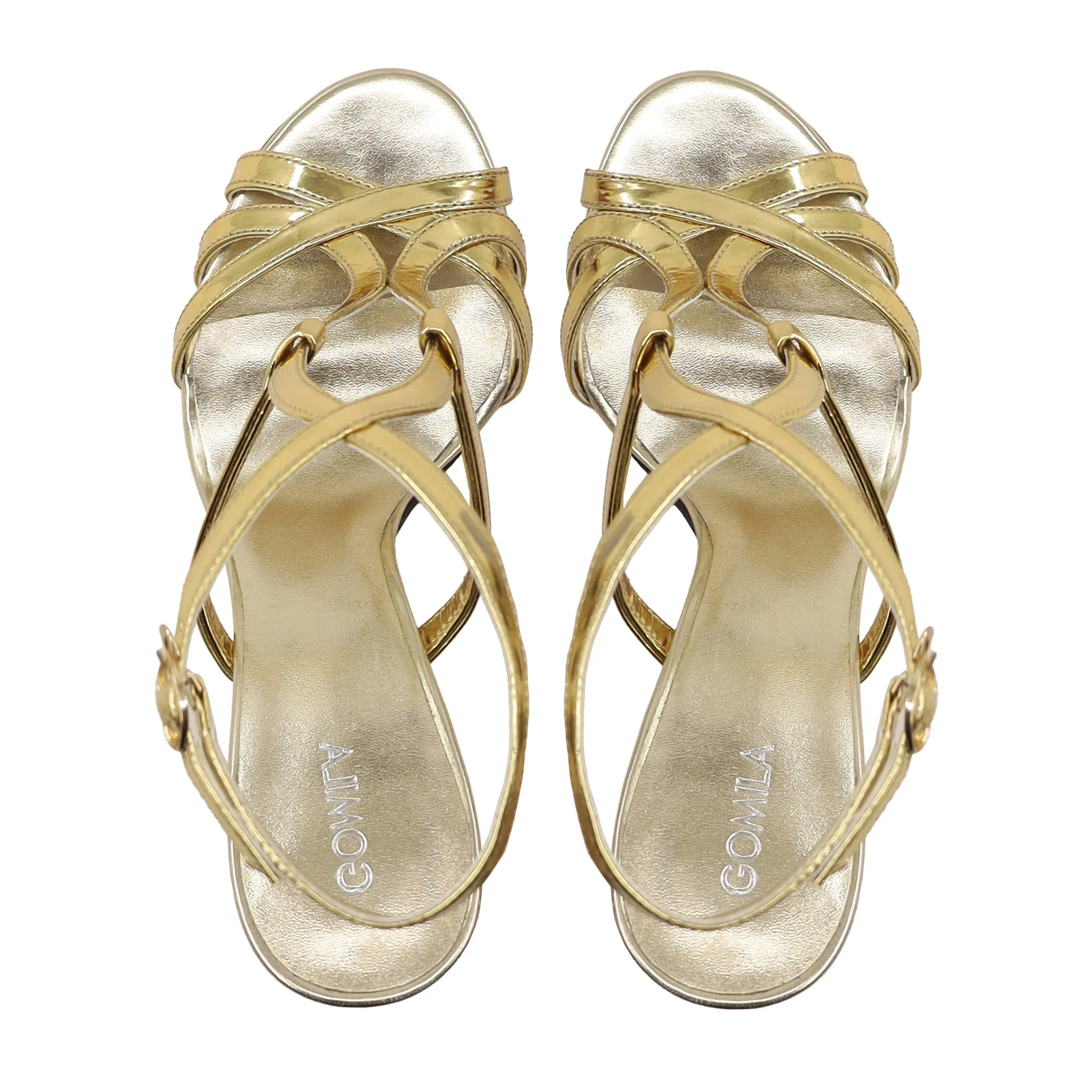 Luana - Women's Golden High Shine Strapped Heels