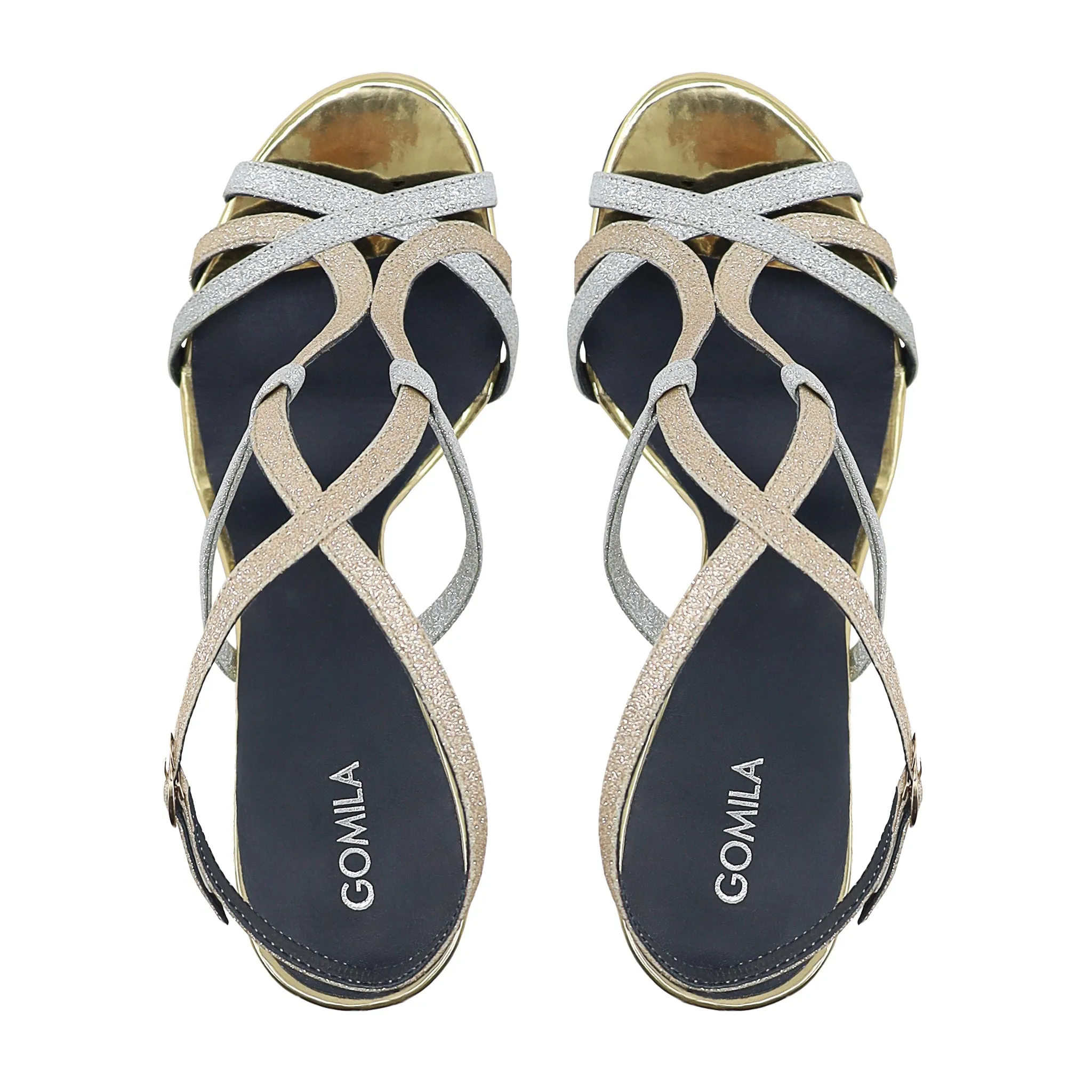Luana - Women's Silver and Golden Strapped Heels
