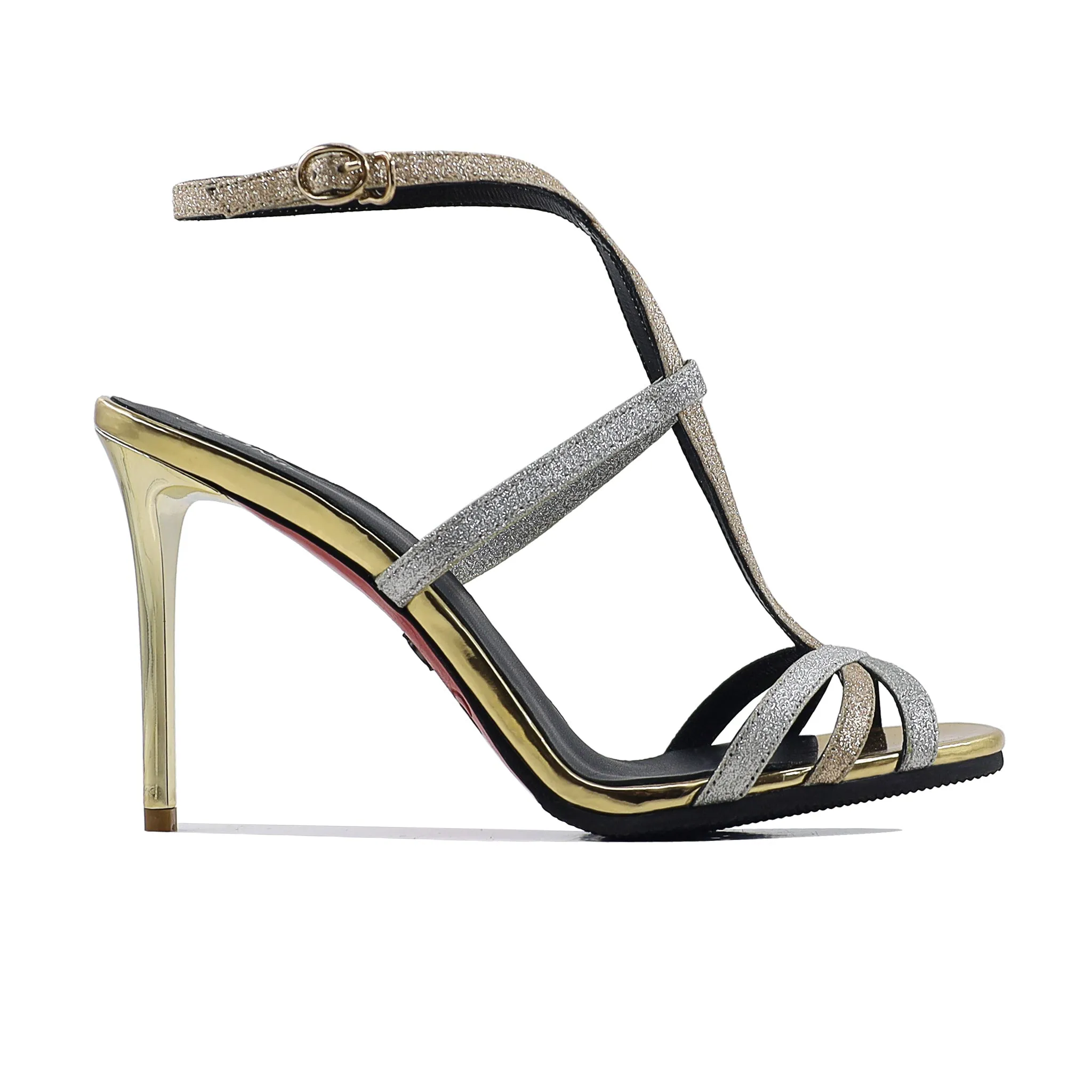 Luana - Women's Silver and Golden Strapped Heels