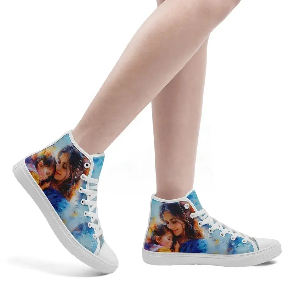 Luxury Gifts,Personalized MaMa Design Sneakers, Custom High-Top Shoes, Mother's Day Gift.